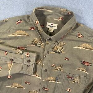 Woolrich Shirt Mens 2XL Olive Wading Ducks AOP Chamois Flannel Button Down